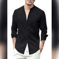 Xeesh Collection Black Ban Collar Shirt For Men EC-01. 
