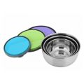New Kitchen Pro Multicolour Airtight Lid Bowls Stainless Steel Food Storage Container for Regular Need - Set of 3 Pcs. 
