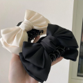 large size Black Double-sided Bow Clip Fashion Bow clip Satin surface Shark claws black Double sided Bow tie hair clip for Hair. 