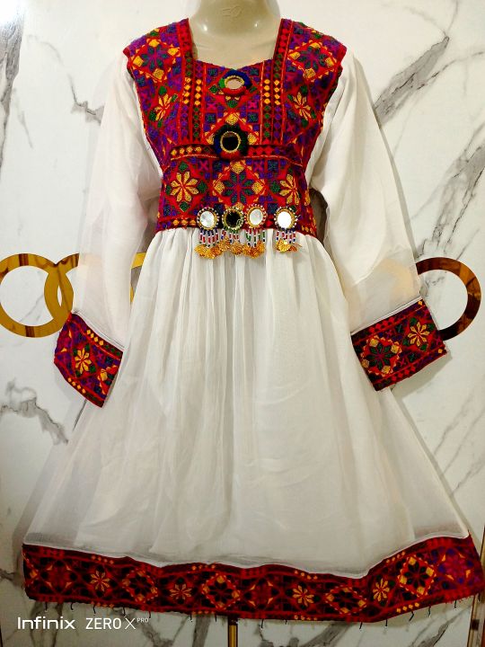 Traditional sindhi pathani and balochi frock handmade Embroidery full THREE piece Dress