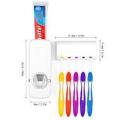 Toothpaste Dispenser with 5 brush holder for Bathroom with automatic toothpaste  - White. 
