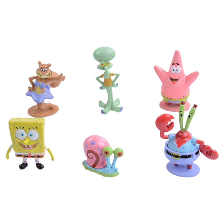 6Pcs/Set%20Cute%20Anime%20Figure%20SpongeBob%20Model%20Dolls%20Ornaments%20Home%20Decoration%20Gift%20-%20Image%202