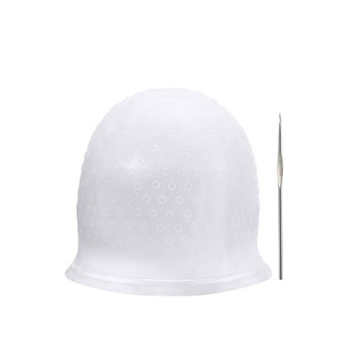 Hair Dye Cap Silicon Streaking with Free Hook Highlight Cap - Reusable and washable + Free Hair Hook ( Hair Color / Hair Colour )
