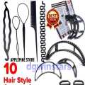 Pack of 10 Hair Accessories Hair Puff Maker Comb Sponge Hair Make Pad Comb hair Hair Puff Hairstyle Device Hair Ponytail Comb Styling Tools Hair Styling Clip Stick Bun Maker Braid Tool Hair Bumpits French Braid Maker Hair Bun Donut Maker. 