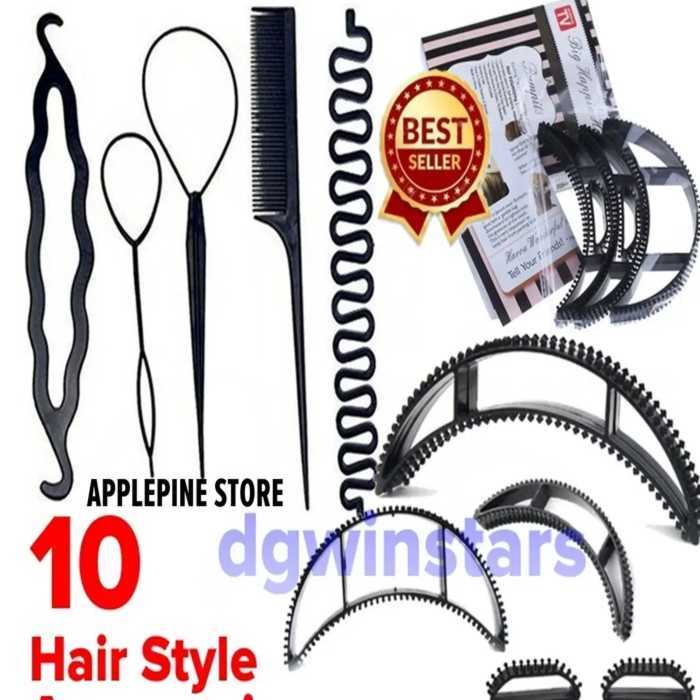 Pack of 10 Hair Accessories Hair Puff Maker Comb Sponge Hair Make Pad Comb hair Hair Puff Hairstyle Device Hair Ponytail Comb Styling Tools Hair Styling Clip Stick Bun Maker Braid Tool Hair Bumpits French Braid Maker Hair Bun Donut Maker