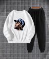 Chris Brown Printed Fleece Full Sleeves Pull Over Sweatshirt & Trouser Tracksuit For Men & Boys. 