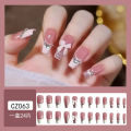 SUMMER 24 pcs Hand-Worn Nail Long Fake Nails French Glitter Bow Nail Patch Wear Nail Nail Nail Piece. 