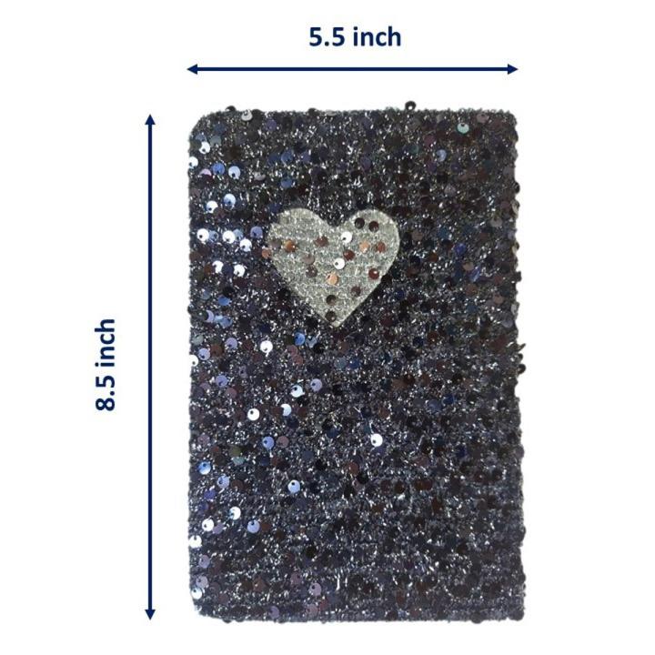 Sequin Diary For Girls With Heart Shape-Fancy Diary For Girls-Fancy Notebook-Fancy Journal-8.5x5.5 Inch