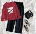 Summer Full Sleeves T-shirt and Flapper Trouser Night Suit Set for Women and Girls. 