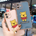 Hontinga for OPPO A53 2020 Back Cover（Free Lanyard）Luxury 6D Plating Little Sweet Bear Side Pattern Case Soft Silicone Square Mobile Cover. 