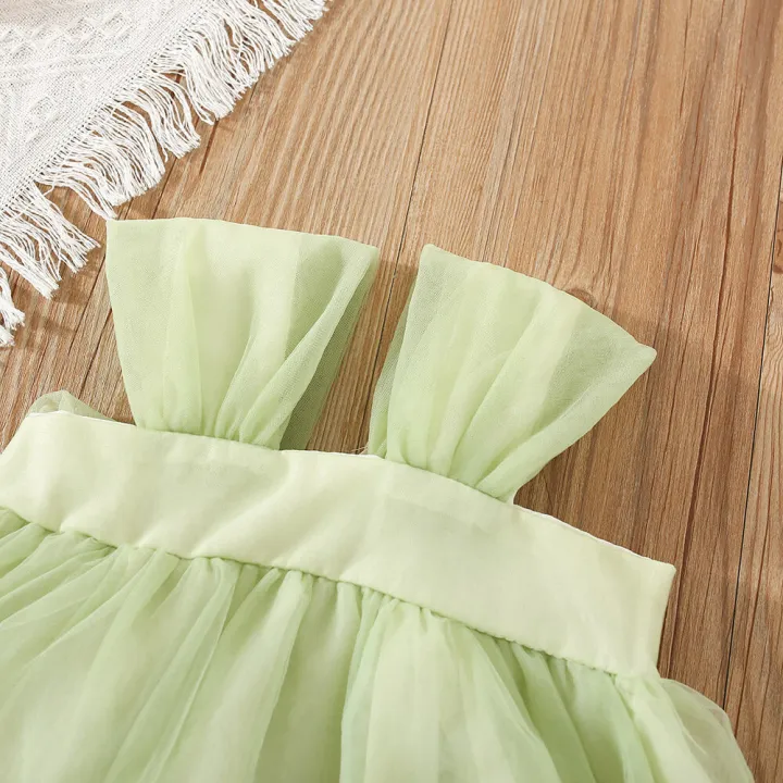 New%20Summer%20Girls'%20Baby%20Strap%20Dress%20Bow%20Knot%20Flower%20Decoration%20Infant%20Gauze%20Dress%20Solid%20Color%20Girl%20Children'S%20Clothing%20Suitable%20For%200-3%20Years%20Old%20-%20Image%205