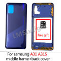 Full Phone Housing A31 Case For Samsung Galaxy A31 A315 Middle Frame Battery Back Cover Rear Door + Adhesive + Camera Lens Parts. 