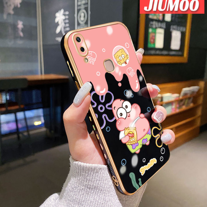 JIUMOO For vivo Y85 Y85A v9 v9 Youth v9 Pro Z1i Z3x Case Cartoon Patrick Star Square Edge Pattern Original Luxury Plating Phone Cases Shockproof Soft Case Full Cover Camera Lens Protection Cover