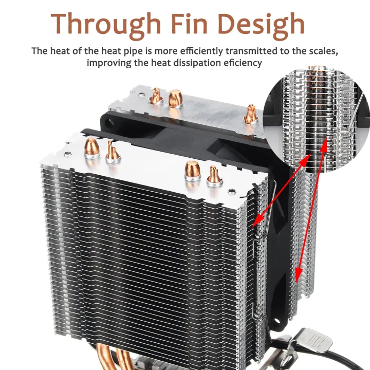 CPU Cooler 4 Heatpipe 3Pin LED RGB Fans 90mm for LGA 775/1155/1156/1150 ...