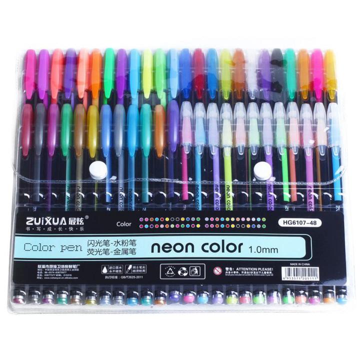 ZUIXUA 48 Gel Pens set, Color gel pens Glitter Metallic pens Good gift For Coloring, Kids, Sketching, Painting, Drawing