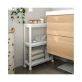 IKEA 2-Layer Shelf Trolley Black/White, 54x18x71 cm, Compact Design for Small Spaces. 