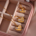 insFashion Personality Fashion Pendant Jewelry Women Irregular Zircon Peach Heart Pendant Earrings and Necklace Set. 
