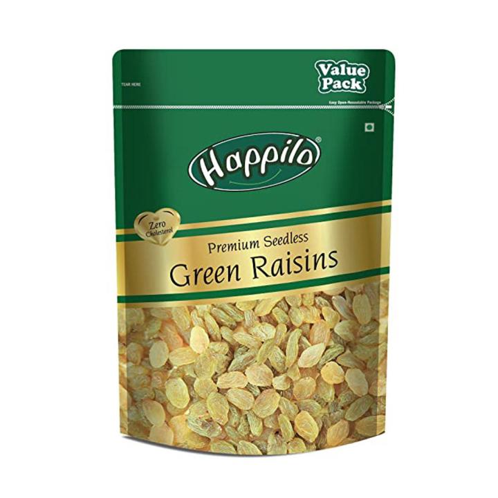Happilo Premium Seedless Green Raisins 500g Value Pack| Kishmish | Nutritious| Rich in Iron Happilo Premium Seedless Green Raisins 500g Value Pack| Kishmish | Nutritious| Rich in Iron