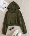 Women's Fleece Zipper Crop Hoodie - Stylish and Warm - All Colors Available. 