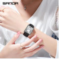 Sanda Rectangular Wrist Watches for Women Men Watches Luxury Brand Leather Quartz Clock zegarek damski 1108. 