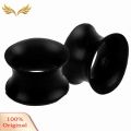 1Pair Silicone Flesh Tunnel Double Flared Saddle Ear Plug Gauge Unisex Piercing. 