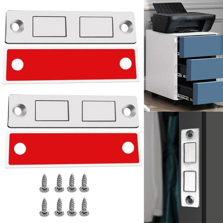 2Set Magnetic Cabinet Catches Door Stops Magnet Invisible Ultra-Thin Anti-Rust Door Magnet Suction With Screw Catch Hardware