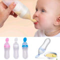 Silicone Spoon Feeder For Babies - Squeezable Baby Feeder - 90ml Silicone Baby Feeding Bottle With Spooon Newborn Infant Squeeze c Toddler Food Supplement Rice Cereal Bottle Milk Feeder. 