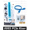 008S PCIe Risers for Graphic Cards Games 1x To 16x Extender Riser Card Adapter USB 3.0 with 60CM USB cable. 