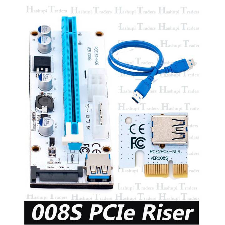 008S PCIe Risers for Graphic Cards Games 1x To 16x Extender Riser Card Adapter USB 3.0 with 60CM USB cable