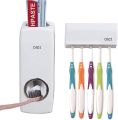 Smart Touch Automatic Toothpaste Squeezer with Hanging Toothbrush Holder – Sleek Blue Wall Mounted Bathroom Set. 