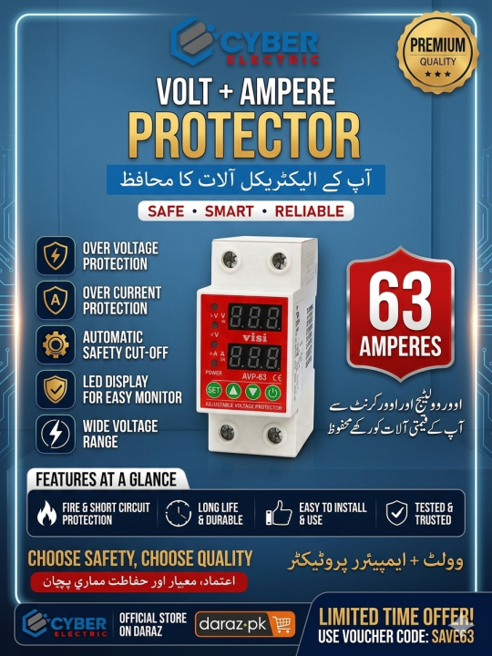 Visi Volt + Ampere Protector 63 Amperes – Digital Voltage & Current ...