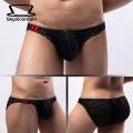 Men Low Waist Briefs Low-rise See-through Hollow Out Hip Lifting U-convex Men Briefs Men Underwear. 