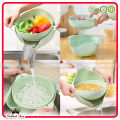 Multi Purpose Kitchen Double Drain Washing Basket Bowl For Daily Use - Double Layer Rotating Vegetable Washing Bowl - BPA Free High Quality Food Graded Material - Detachable Double Layer Vegetable & Fruit Cleaning Basket For Kitchen. 
