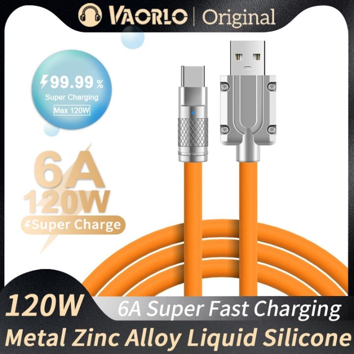 6A 120W Super Fast Charging Cable Type-C Micro-USB Metal Liquid Silicone Quick Charger Line Bold Data Wire For iPhone Android