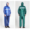 Pvc soft Rubber Coated Rain Coat Suit With Trouser Thick double raincoat split suit cross-border direct rain pants adult reflective bicycle electric motorcycle riding. 