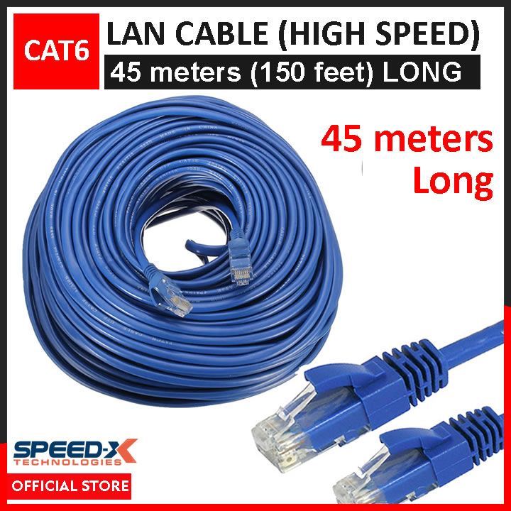 SpeedX LAN Cable 45 meters (150 feet) Cat 6 Ethernet Cable Fixed Connectors Internet Wire