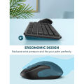 Wireless Keyboard And Mouse, WisFox USB Computer Keyboard With Silent Keys, Long Battery Life, 2.4GHz Full-Size Lag-Free Cordless Combo For PC Laptops Windows Mac Chrome OS (Black). 
