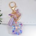 Sequin Crystal Drop Glue English Letter Key Chain Men's And Women's Bag Gift Pendant Key Ring. 