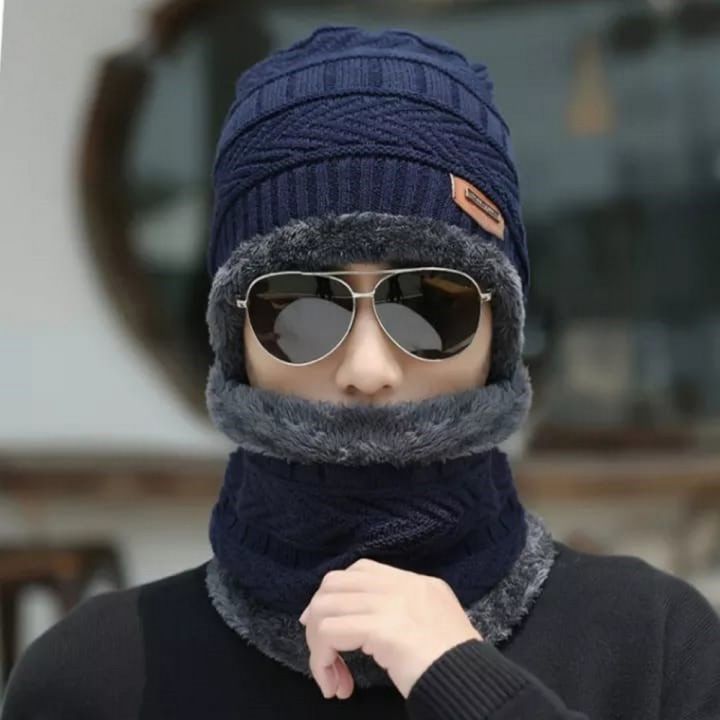 Winter%20Cap%20and%20neck%20Elastic%20Knitting%20Thick%20Fleece%20Warm%20Woolen%20Beanie%20Cap%20Sport%20Hat%20&%20Neck%20Scarf%20Set%202%20Piece%20-%20Image%205