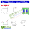 Best Quality Qianji 5 Pin 5v 24v Stabilizer Micro P C B Relay 7a jqc-3f( t73) By Electrica. 