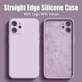 【Become iPhone 12 With Logo Straight Square Edge Liquid Silicone Soft Phone Case For iPhone 11 Pro Max X XR XS Max 8 7 6 6S Plus + SE 2020 Phone Cover Casing With Velvet Inside With Full Cover Camera Protection. 
