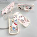 AMORVOR for OPPO A76 / A36 Back Cover (With Free Holder) Cartoon Cat Soft Wavy Phone Case Camera Protection Transparent TPU Soft Cover. 