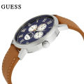 Guess Delancy Blue Dial Brown Leather Strap Watch For Men-W0870G4. 