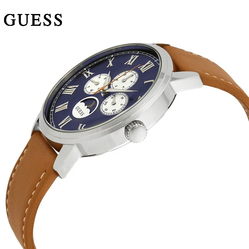 Guess Delancy Blue Dial Brown Leather Strap Watch For Men-W0870G4 | Daraz.pk