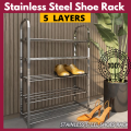 Stainless Steel Shoes Rack Shoe Organizer Storage Shelf 4, 5 and 6 Tiers / Layers, Shoes Rack for Bedroom Hallway Entryway, for Boots/High Heels/Slippers - HomeIN. 