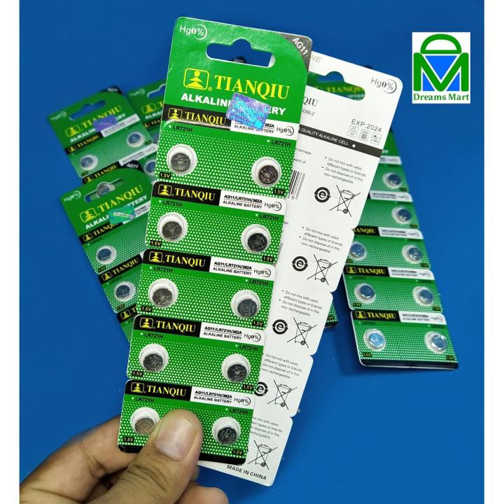DreamsMart Pack of 10pcs LR721H 362 Alkaline Battery 1.5V Battery Coin Button Cell SR721SW, SR58, V362, S721E, AG11, LR721