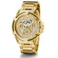 Guess King Gold Stainless Steel Gold Dial Quartz Watch for Gents - GW0497G2. 