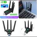 Mbps WiFi USB Adapter Dual Band 2.4G+5Ghz Wi-Fi Dongle 4 Antenna 802.11AC USB3.0 High-Speed Wireless Card Receiver PC/Laptop. 
