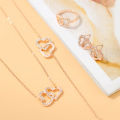 4Pcs Rose Gold Zircon Heart Necklace Earrings Bracelet Ring Jewelry Set For Girls Fashion Party Jewelry Daily Wear Zirconia Heart Jewelry Set. 
