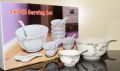 Marhaba Soup Set With Spoon - Set of 14 - Ceramic - White Printed. 